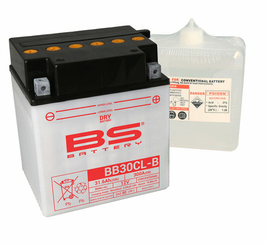 Batería de moto BS BB30CL-B – arranque fiable, alto rendimiento y calidad garantizada