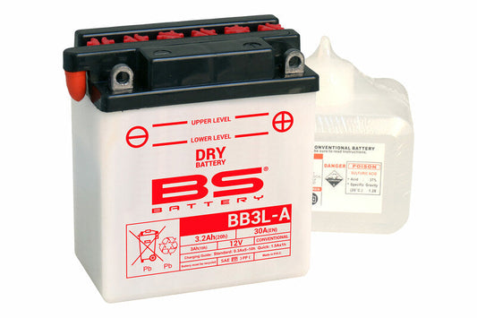 Batería de moto BS BB3L-A – arranque fiable, alto rendimiento y calidad garantizada