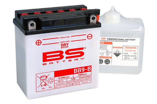 Batería de moto BS BB9-B – arranque fiable, alto rendimiento y calidad garantizada