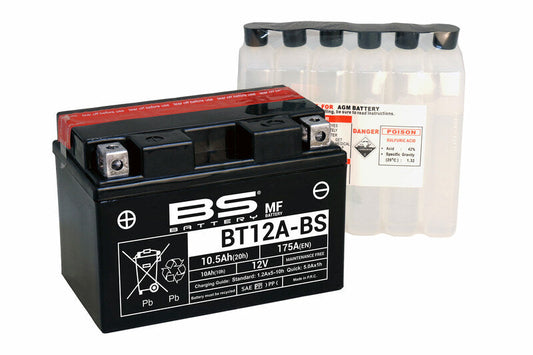 Batería de moto BS BT12A-BS – arranque fiable, alto rendimiento y calidad garantizada