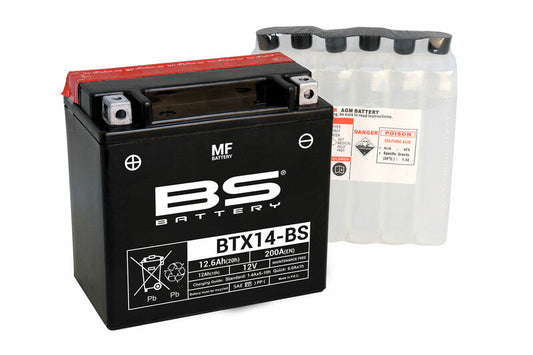 Batería de moto BS BTX14-BS – arranque fiable, alto rendimiento y calidad garantizada