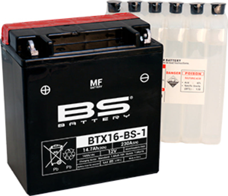 Batería de moto BS BTX16-BS-1  arranque fiable, alto rendimiento y calidad garantizada