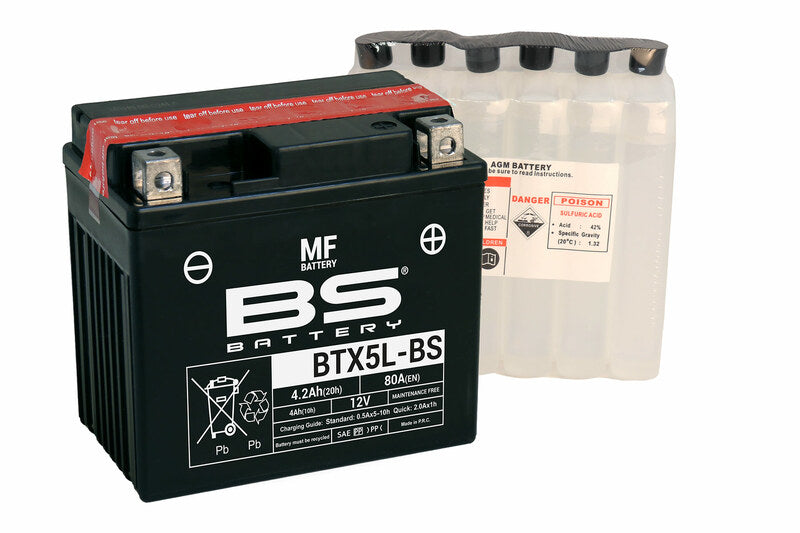 Batería de moto BS BTX5L-BS – arranque fiable, alto rendimiento y calidad garantizada