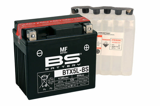 Batería de moto BS BTX5L-BS – arranque fiable, alto rendimiento y calidad garantizada