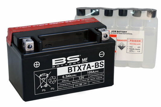 Batería de moto BS BTX7A-BS – arranque fiable, alto rendimiento y calidad garantizada