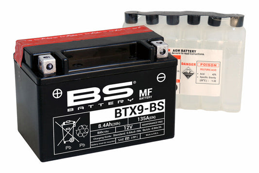 Batería de moto BS BTX9-BS – arranque fiable, alto rendimiento y calidad garantizada