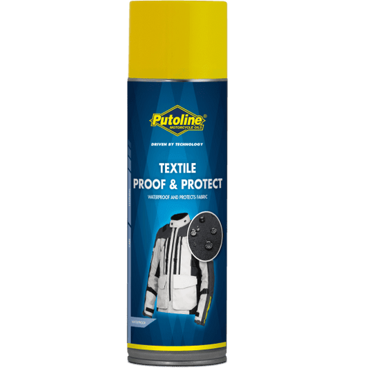 Aerosol impermeabilizante Putoline Textile Proof 500ml, protección para ropa y equipamiento de moto en spray