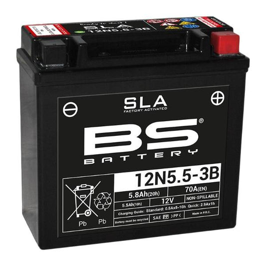 Batería precargada modelo 12N5-5-3B-FA, sin mantenimiento y lista para instalar en tu moto