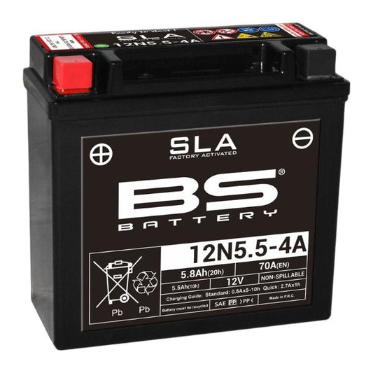 Batería precargada modelo 12N5-5-4A-4B-FA, sin mantenimiento y lista para instalar en tu moto