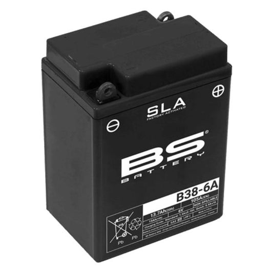 Batería precargada modelo B38-6A, sin mantenimiento y lista para instalar en tu moto