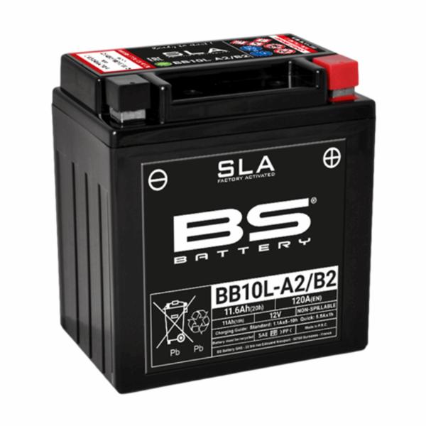 Batería precargada modelo BB10L-A2-B2-FA, sin mantenimiento y lista para instalar en tu moto