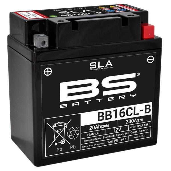 Batería precargada modelo BB16CL-B-FA, sin mantenimiento y lista para instalar en tu moto