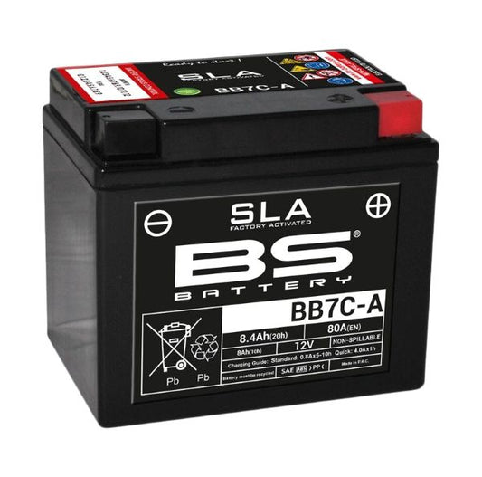 Batería precargada modelo BB7C-A-FA, sin mantenimiento y lista para instalar en tu moto