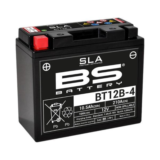 Batería precargada modelo BT12B-4-FA, sin mantenimiento y lista para instalar en tu moto