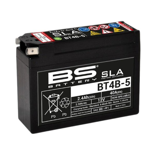 Batería precargada modelo BT4B-5-FA, sin mantenimiento y lista para instalar en tu moto