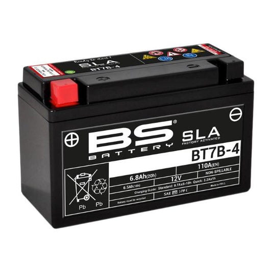 Batería precargada modelo BT7B-4-FA, sin mantenimiento y lista para instalar en tu moto