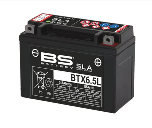 Batería precargada modelo BTX6-5L-FA, sin mantenimiento y lista para instalar en tu moto