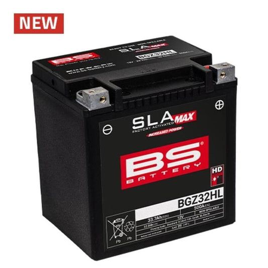 Batería precargada modelo MAX-BGZ32HL, sin mantenimiento y lista para instalar en tu moto