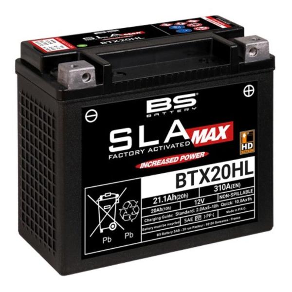 Batería precargada modelo MAX-BTX20HL-FA, sin mantenimiento y lista para instalar en tu moto