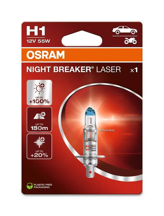 Bombilla OSRAM Night Breaker Laser H1 12V/55W - X1 - MOTO ATELIER