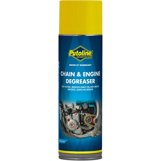 Desengrasante en aerosol Putoline Chain & Engine Degreaser 500ml, limpia eficazmente cadenas y motores de moto