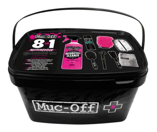 Kit de limpieza para motocicleta MUC-OFF 8 en 1. Todo lo necesario para la limpieza de tu vehiculo
