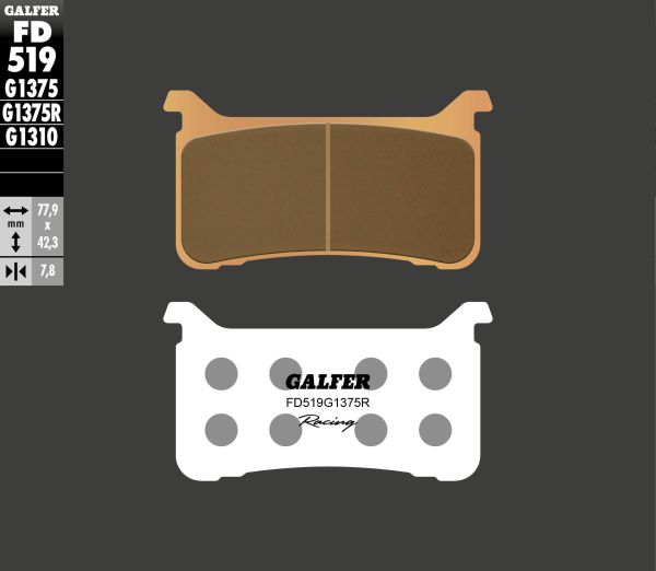 PASTILLAS DE FRENO MOTO GALFER SPORT RACING SINTERIZADA FD519-G1375R 