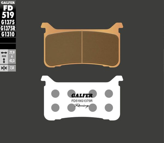 PASTILLAS DE FRENO MOTO GALFER SPORT RACING SINTERIZADA FD519-G1375R 