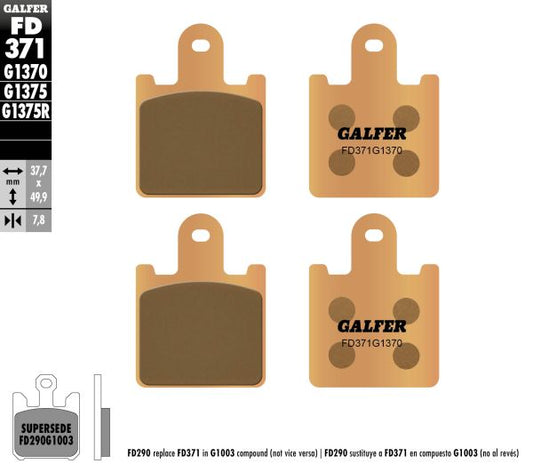 PASTILLAS DE FRENO GALFER STREET SINTERIZADA FD371-G1370 MOTO 