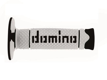 PUÑOS DOMINO DSH OFF ROAD CERRADOS D 22 MM L 120 MM PARA MOTOCICLETA EN COLOR BLANCO Y NEGRO
