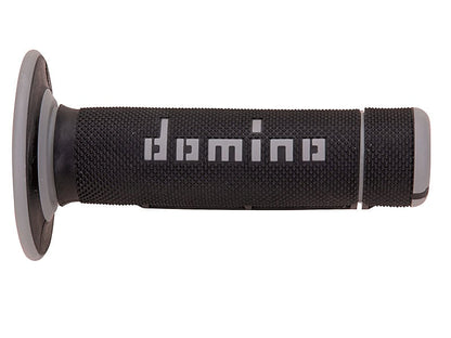 PUÑOS DOMINO OFF ROAD CERRADOS D 22 MM L 118 MM MOTOCICLETA COLOR NEGRO Y GRIS