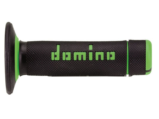 PUÑOS DOMINO OFF ROAD CERRADOS D 22 MM L 118 MM MOTOCICLETA COLOR NEGRO Y VERDE