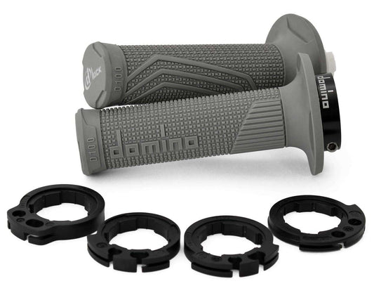 Puños Domino D100 Off Road D-Lock con fijación Lock-On en color gris para motocicleta