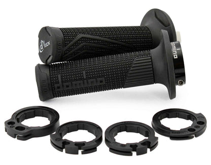 Puños Domino D100 Off Road D-Lock con fijación Lock-On en color negro para motocicleta