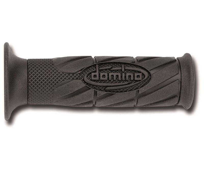 Puños Domino On road negros cerrados con logo de la marca