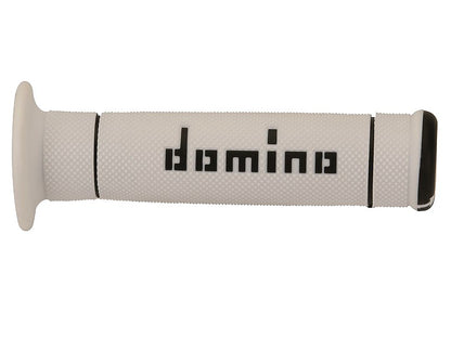 PUÑOS DOMINO TRIAL CERRADOS D 22 MM L 125 MM color blanco y negro para motocicleta