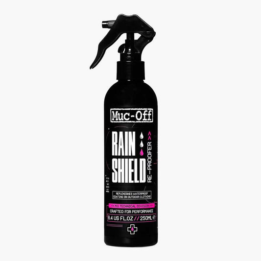 MUC-OFF Rain Shield 250ml Spray impermeabilizante para ropa, ideal para mantenerte seco en condiciones lluviosas